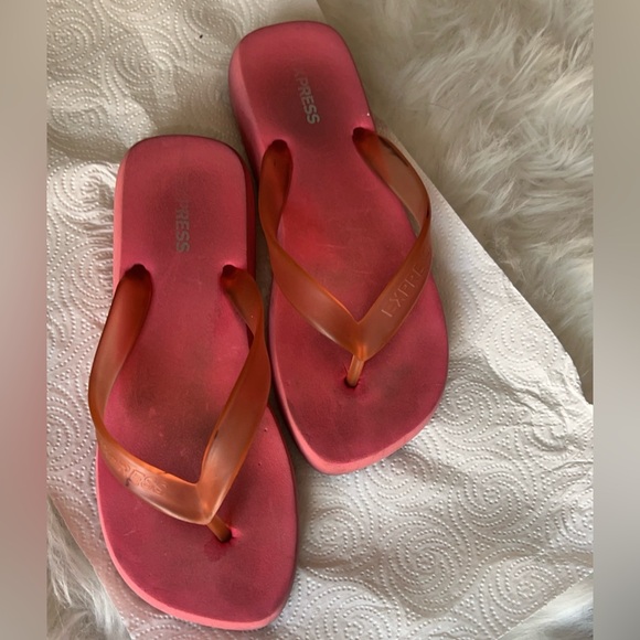 Express | Women’s Pink Platform Flip Flops Sandals Shoes 6 1/2 - Picture 3 of 3
